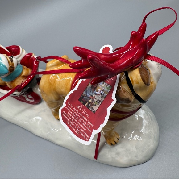 NWT Blue Sky Clayworks Christmas Dog Pug Reindeer Pulling Sleigh Ceramic Figure - Picture 8 of 11